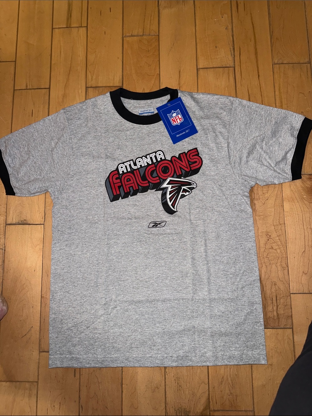 Reebok Grey Atlanta Falcons Ringer Tee with Black Trim
